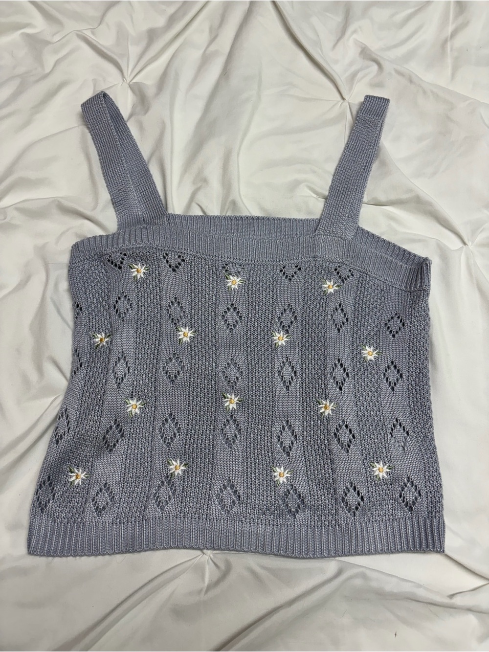 Pink Rose Lavender Knit Daisy Tank Top
